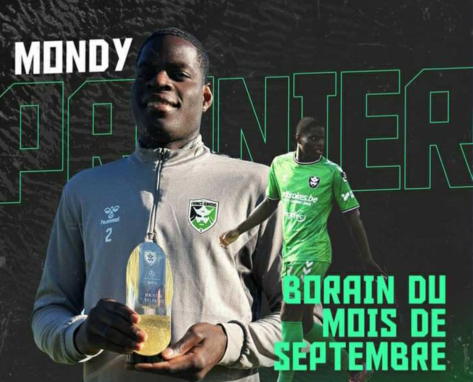 Mondy Prunier élu « Joueur du mois de septembre » par son club, les Royal Francs Borains !
